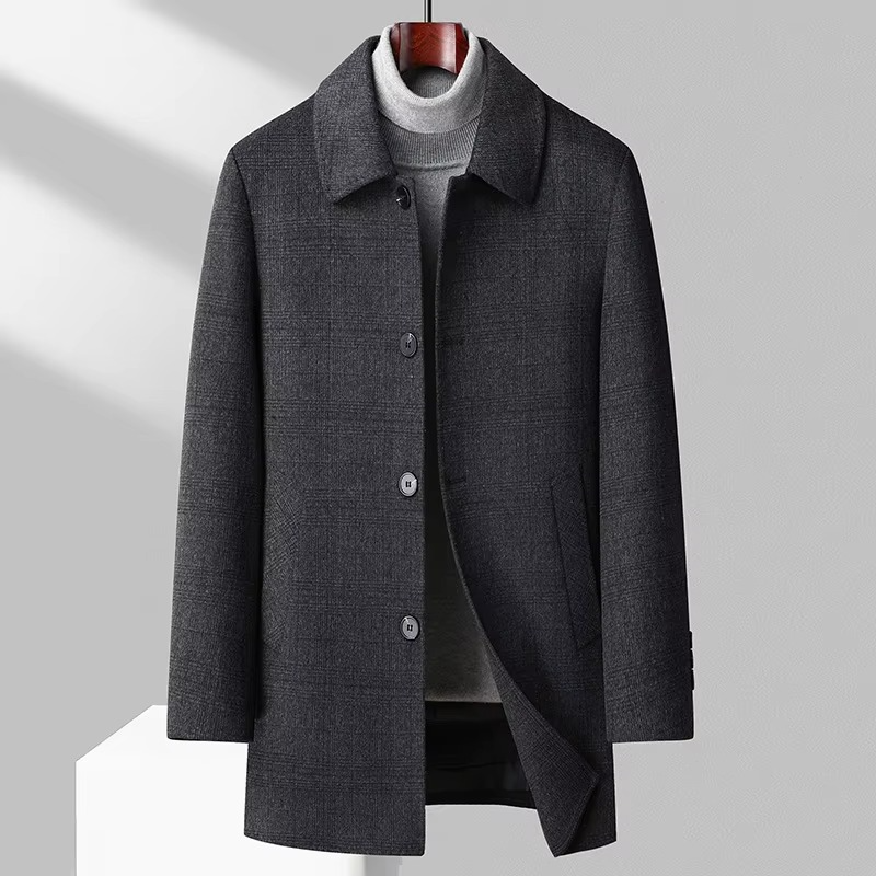 Men’s Glen Plaid Wool-Blend Single-Breasted Longline Coat