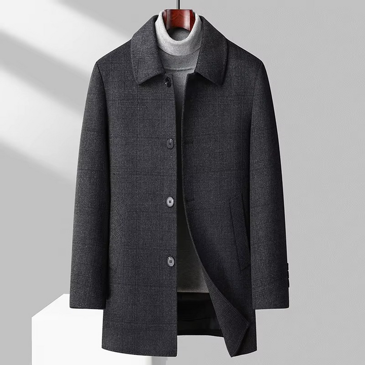 Men’s Glen Plaid Wool-Blend Single-Breasted Longline Coat
