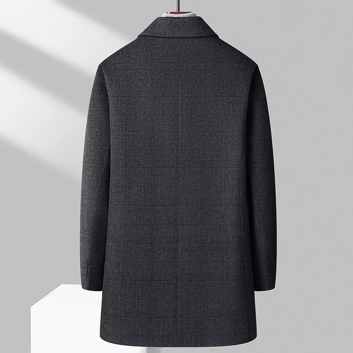 Men’s Glen Plaid Wool-Blend Single-Breasted Longline Coat