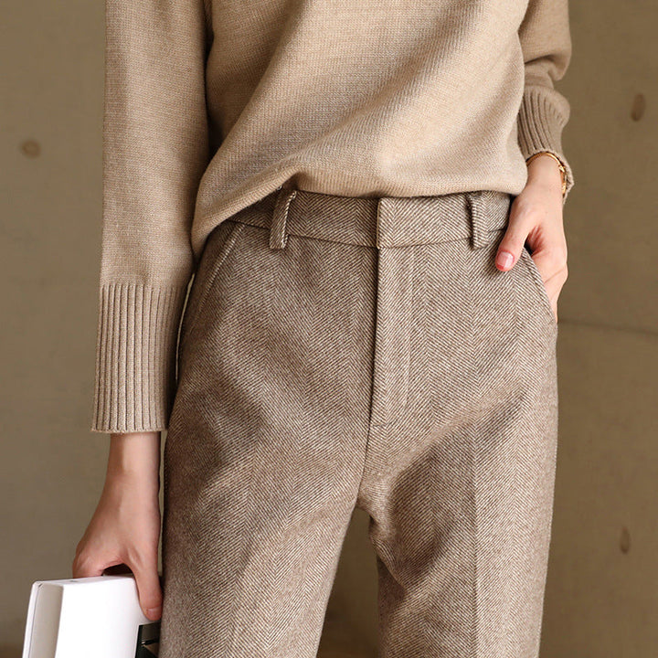 Women’s Herringbone Wool Tailored Pants