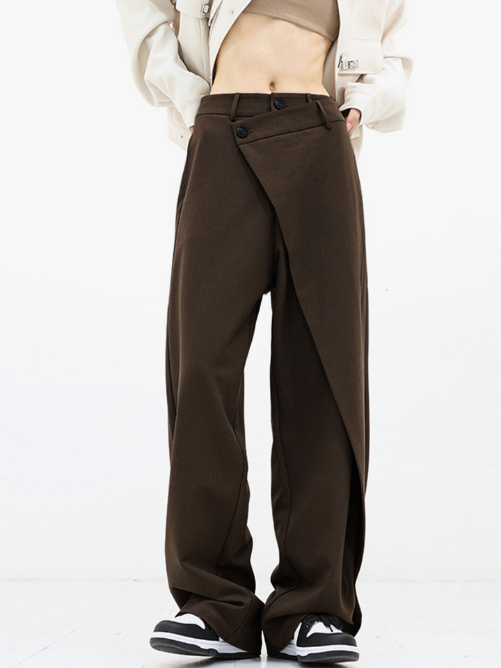 Women's Asymmetric Wide-Leg Tailored Trousers