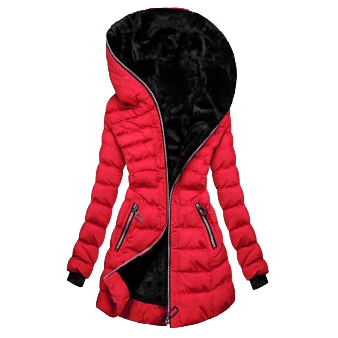 Women's Quilted Puffer Coat with Faux Fur Lining & Oversized Hood