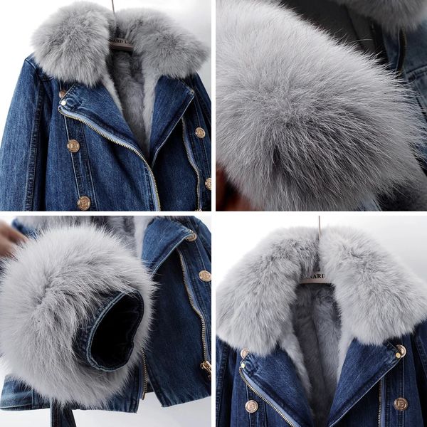 Women’s Cropped Fur Collar Denim Jacket