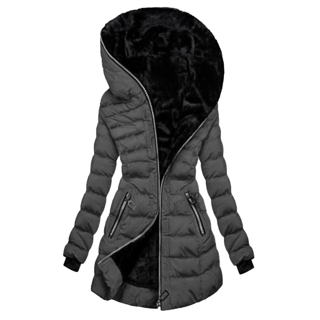 Women's Quilted Puffer Coat with Faux Fur Lining & Oversized Hood