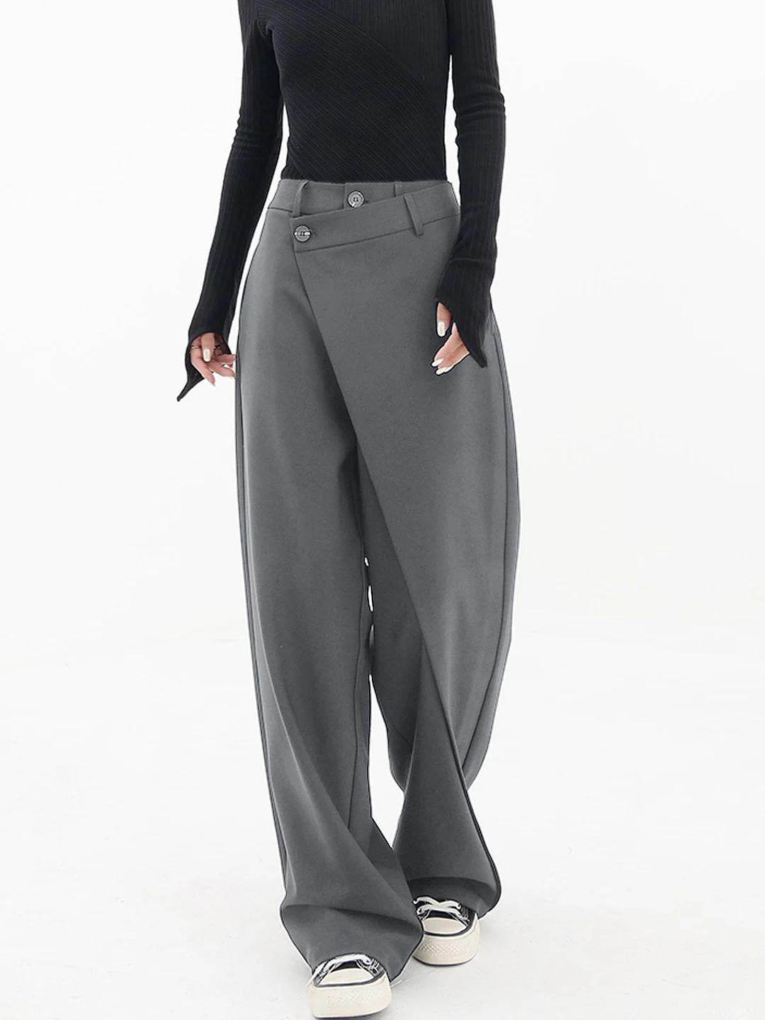 Women's Asymmetric Wide-Leg Tailored Trousers