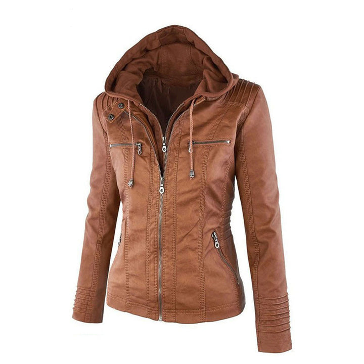 Women’s Hooded Faux Leather Jacket