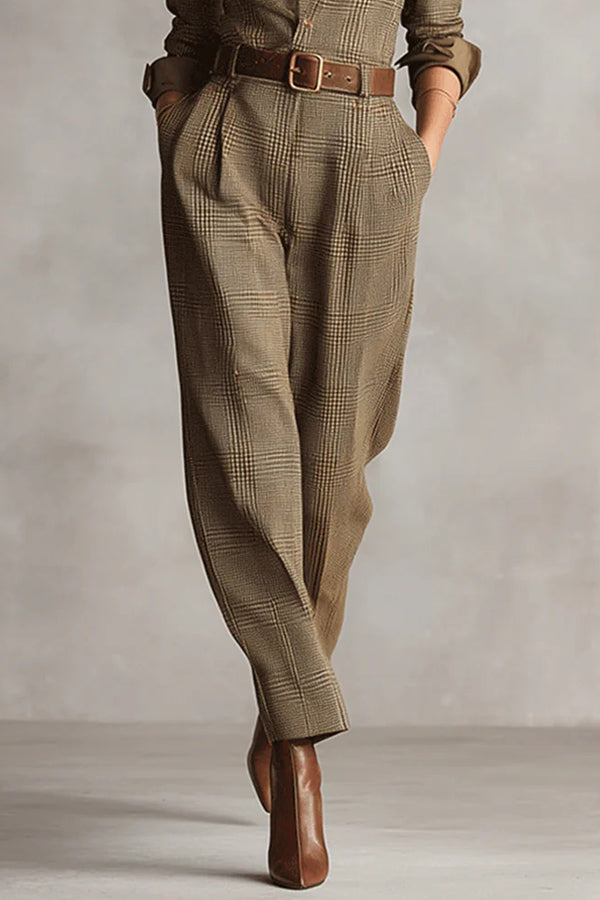Women’s Plaid Wide Leg Utility Jumpsuit