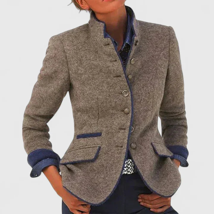 Women’s Woolen Military Blazer Stand Collar Equestrian Jacket
