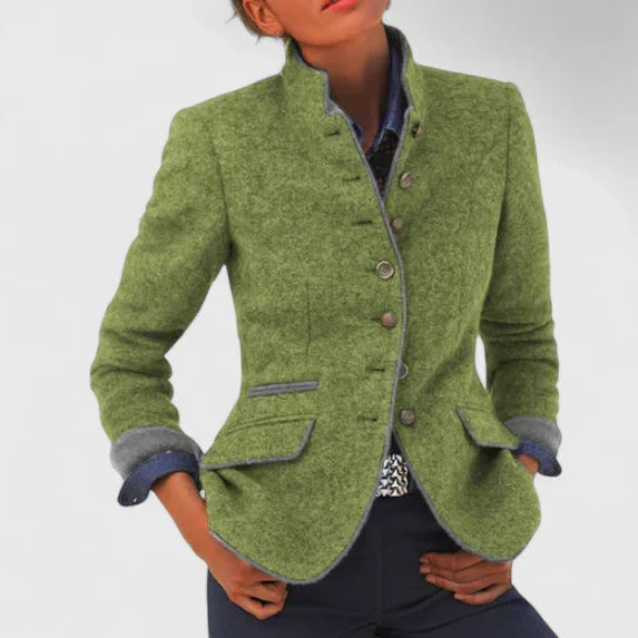 Women’s Woolen Military Blazer Stand Collar Equestrian Jacket