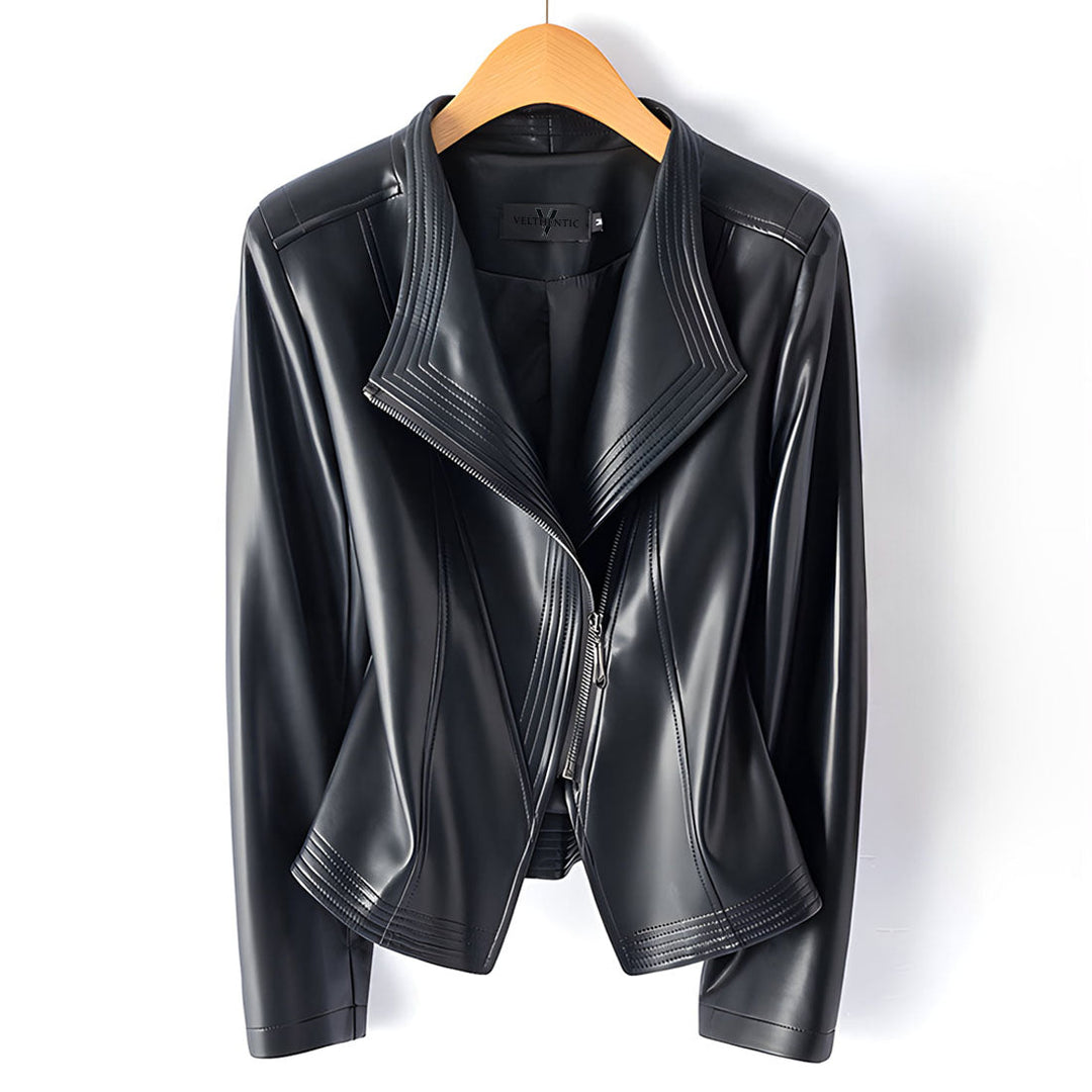 Women’s Asymmetric Faux Leather Moto Jacket