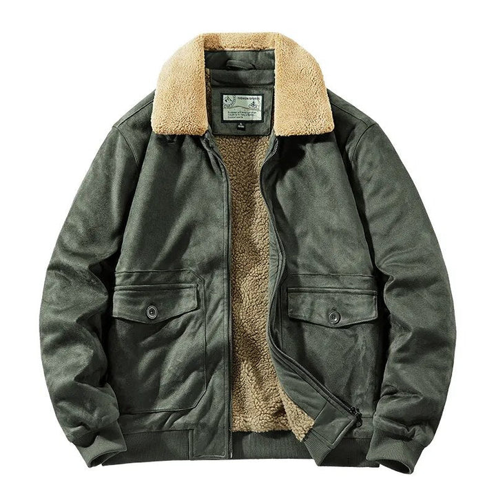 Men’s Faux Suede Sherpa Lined Bomber Jacket