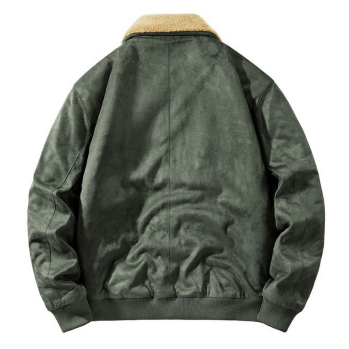 Men’s Faux Suede Sherpa Lined Bomber Jacket