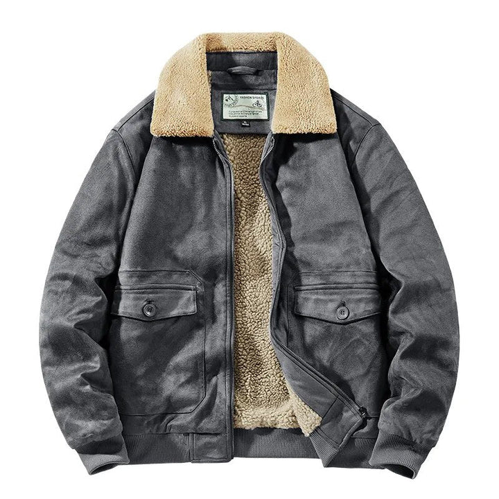 Men’s Faux Suede Sherpa Lined Bomber Jacket