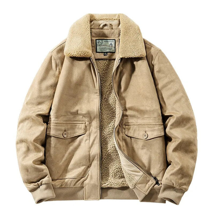 Men’s Faux Suede Sherpa Lined Bomber Jacket