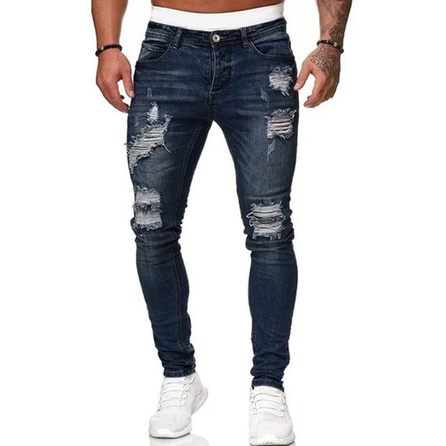 Men’s Distressed Super Skinny Ripped Denim Jeans