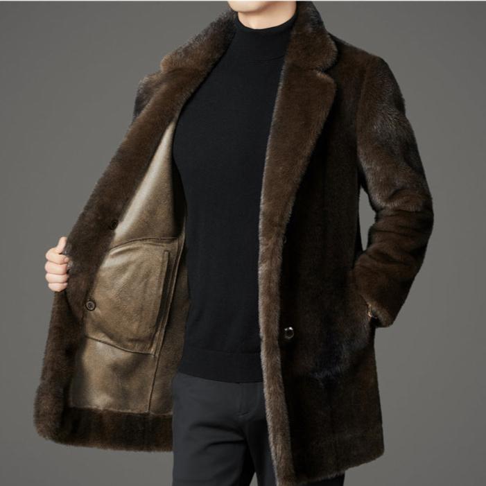 Men’s Double Breasted Fur Winter Coat