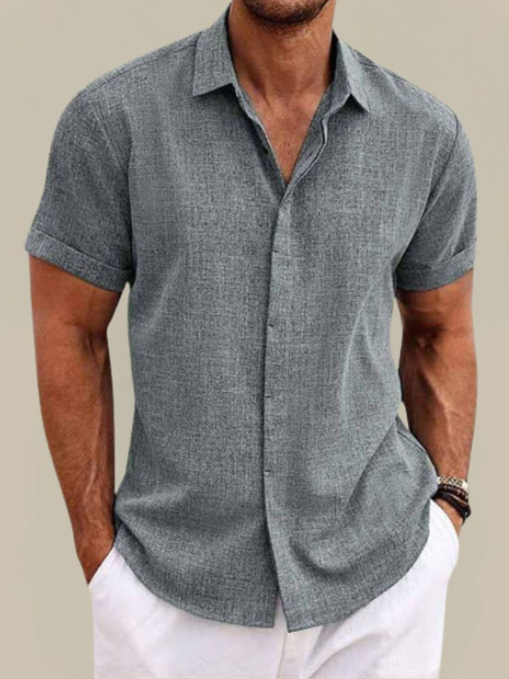 Relaxed Button Down Linen Shirt with Short Sleeves | Lionel