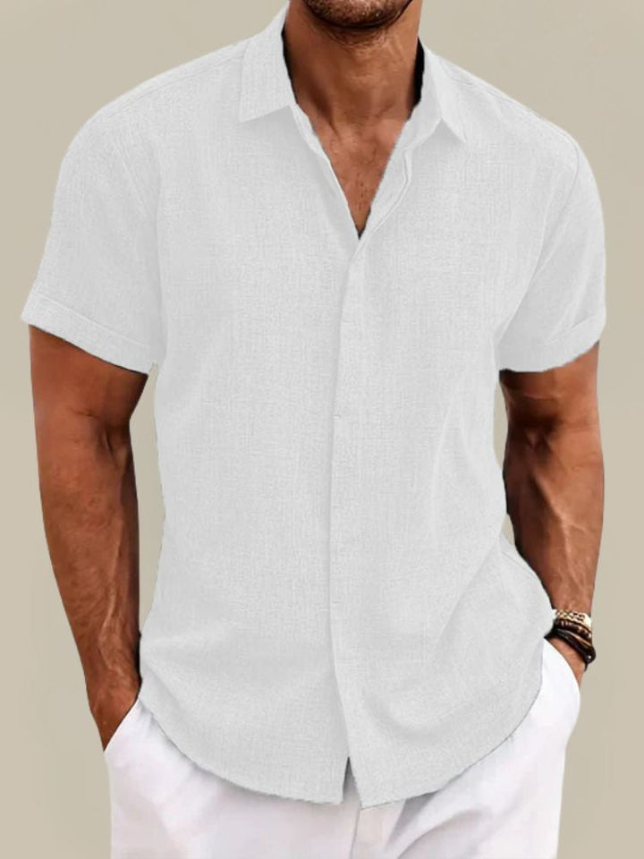 Relaxed Button Down Linen Shirt with Short Sleeves | Lionel