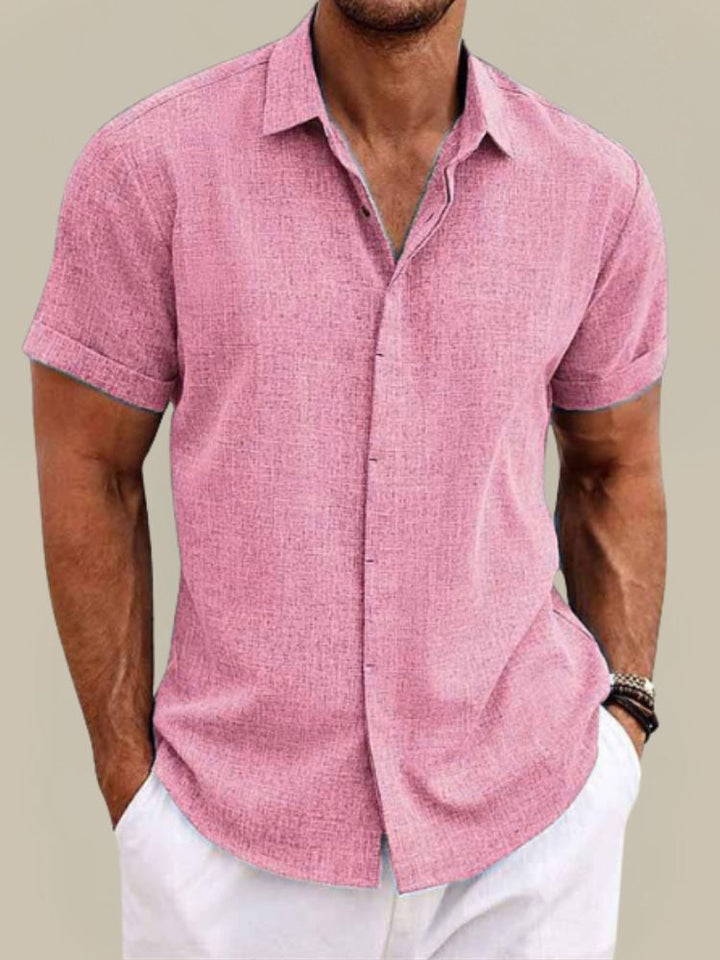 Relaxed Button Down Linen Shirt with Short Sleeves | Lionel