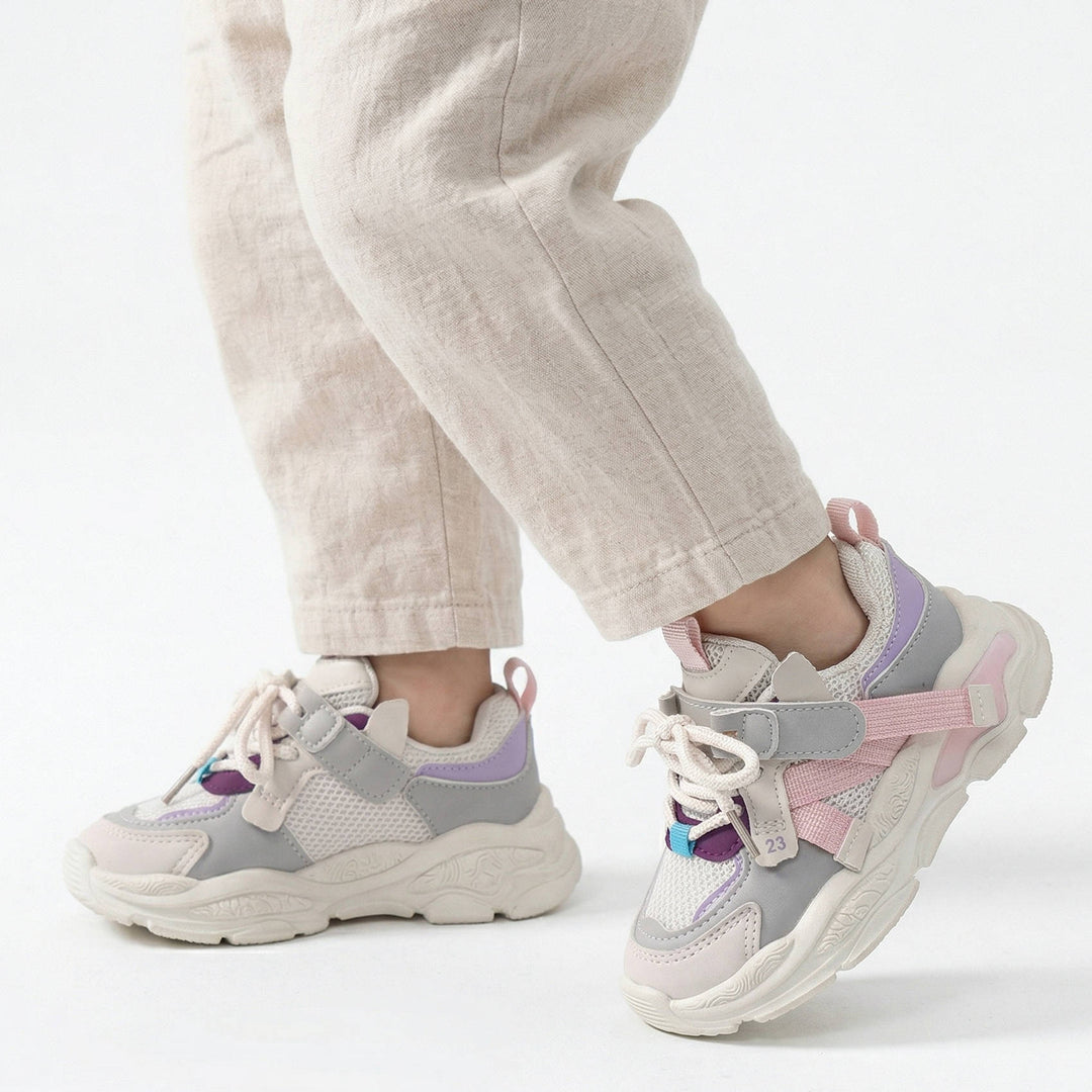Kids’ Breathable Mesh Chunky Sole Hook-and-Loop Sneakers