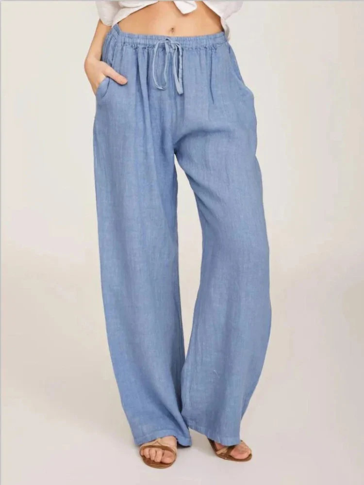 Breathable Linen Wide Leg Pants for Women | Alicia