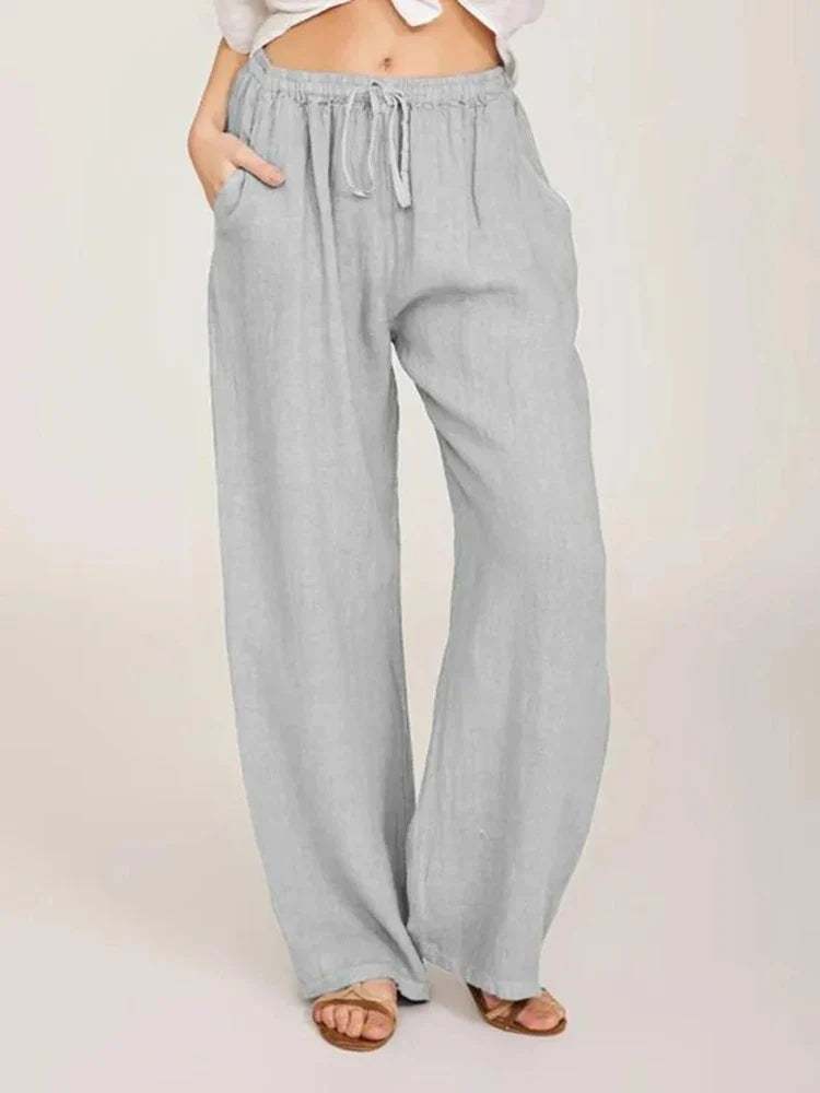 Breathable Linen Wide Leg Pants for Women | Alicia