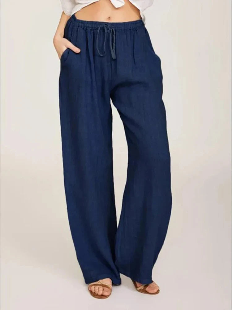 Breathable Linen Wide Leg Pants for Women | Alicia
