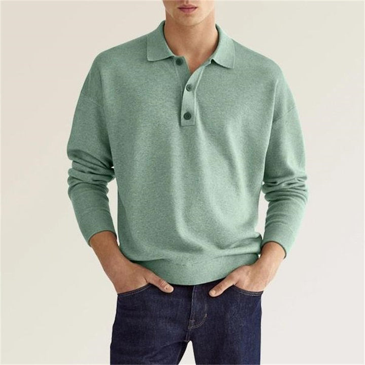 Men’s Marl Fine-Knit Long Sleeve Polo