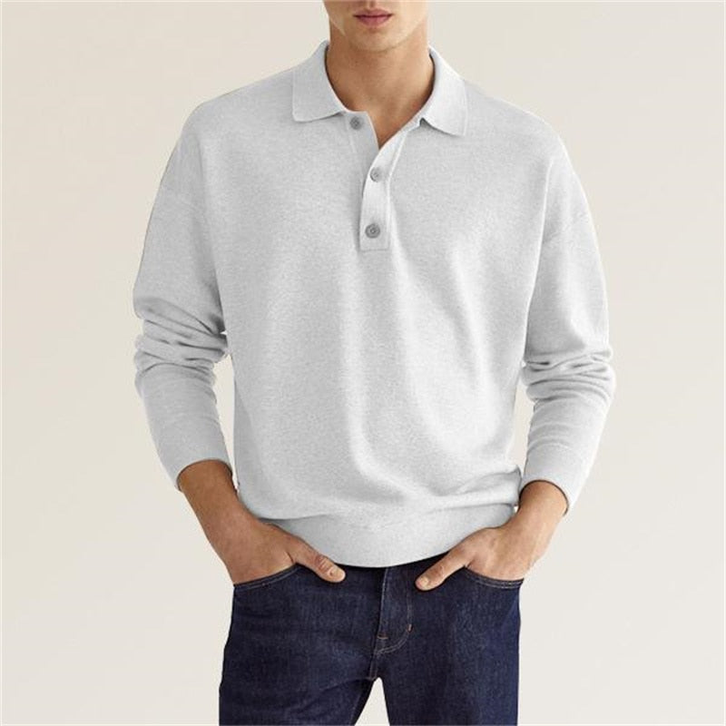 Men’s Marl Fine-Knit Long Sleeve Polo