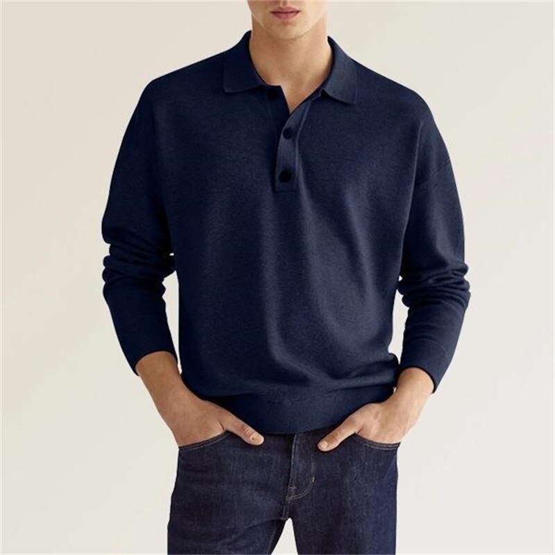 Men’s Marl Fine-Knit Long Sleeve Polo