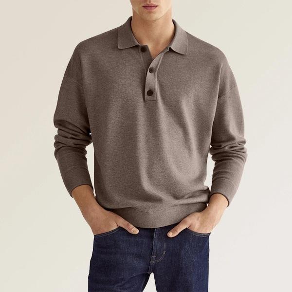 Men’s Marl Fine-Knit Long Sleeve Polo