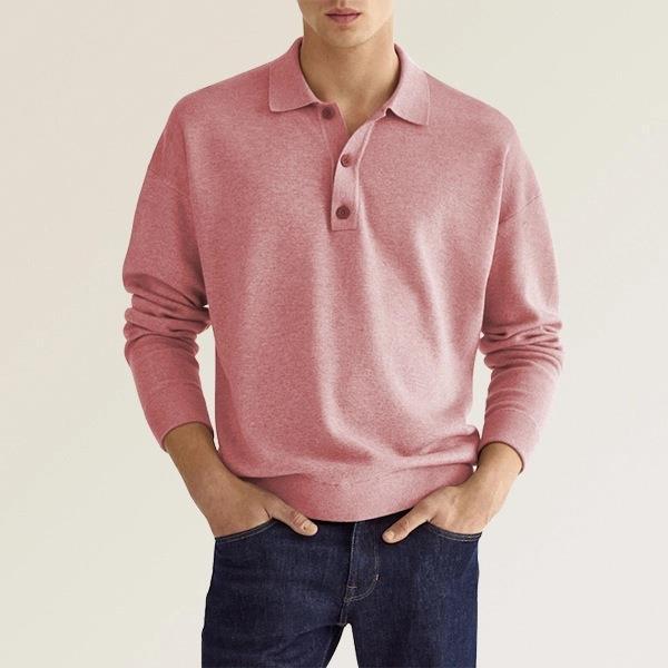 Men’s Marl Fine-Knit Long Sleeve Polo