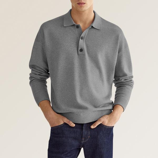 Men’s Marl Fine-Knit Long Sleeve Polo