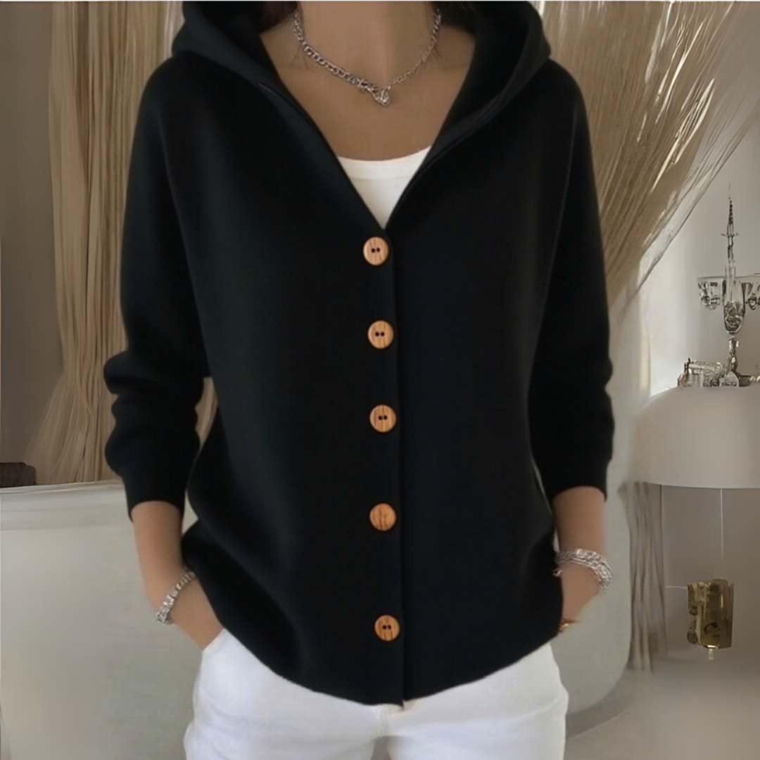 Women’s Oversized Hooded Knit Button-Through Cardigan