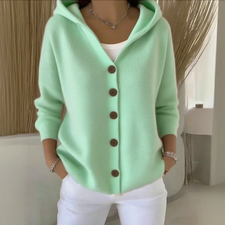 Women’s Oversized Hooded Knit Button-Through Cardigan
