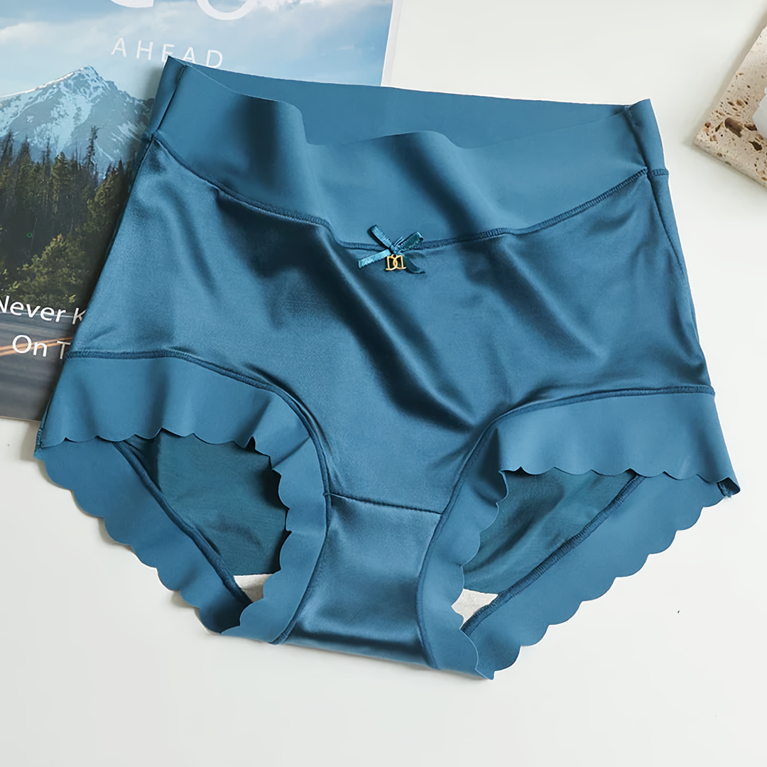 Women’s Satin Scallop Edge High Waist Briefs 5 Pack