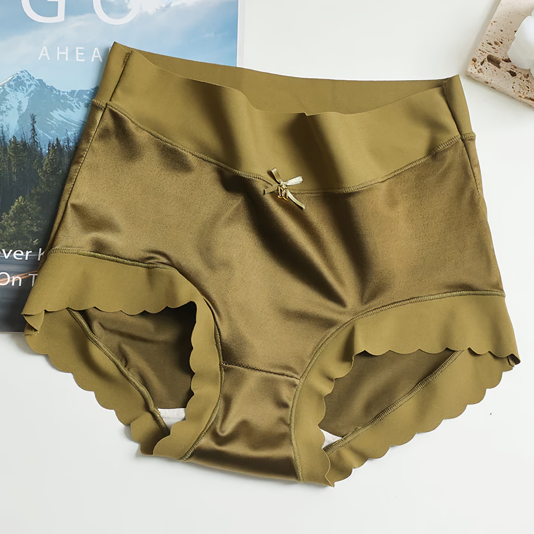Women’s Satin Scallop Edge High Waist Briefs 5 Pack
