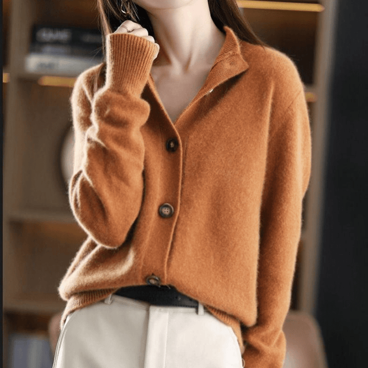 Women’s Collared Button-Up Knit Cardigan