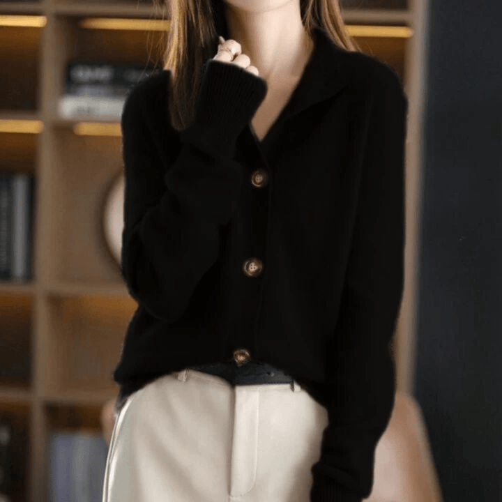 Women’s Collared Button-Up Knit Cardigan