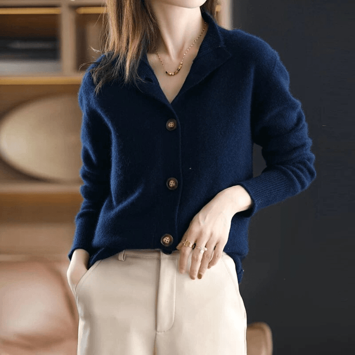 Women’s Collared Button-Up Knit Cardigan