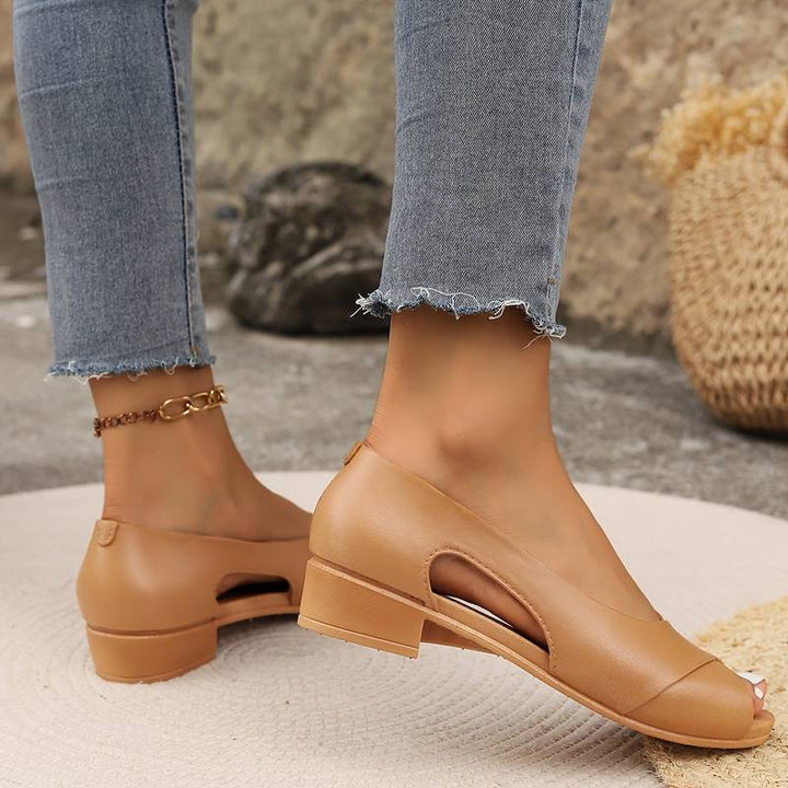 Women’s Peep Toe Cross Strap Block Heel Sandals