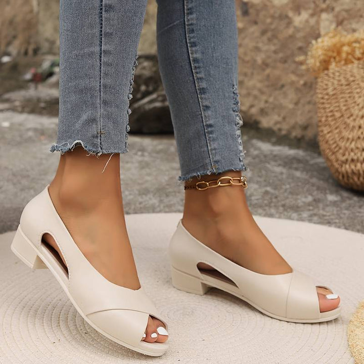 Women’s Peep Toe Cross Strap Block Heel Sandals