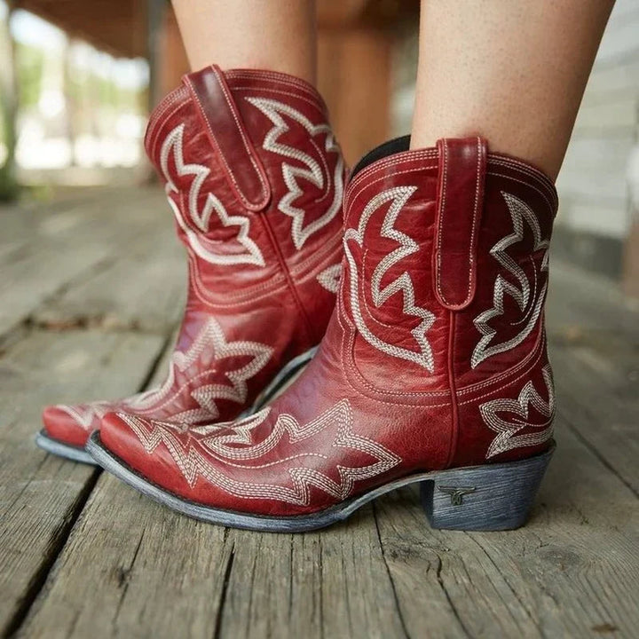 Women’s Embroidered Western Cowboy Ankle Boots