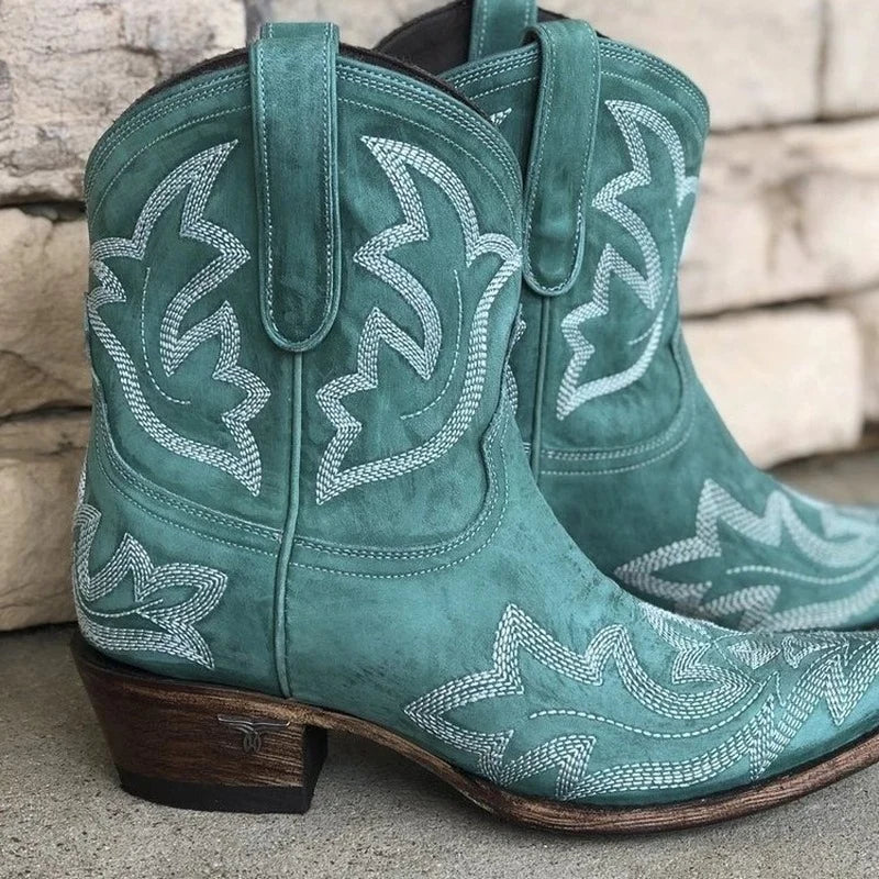 Women’s Embroidered Western Cowboy Ankle Boots