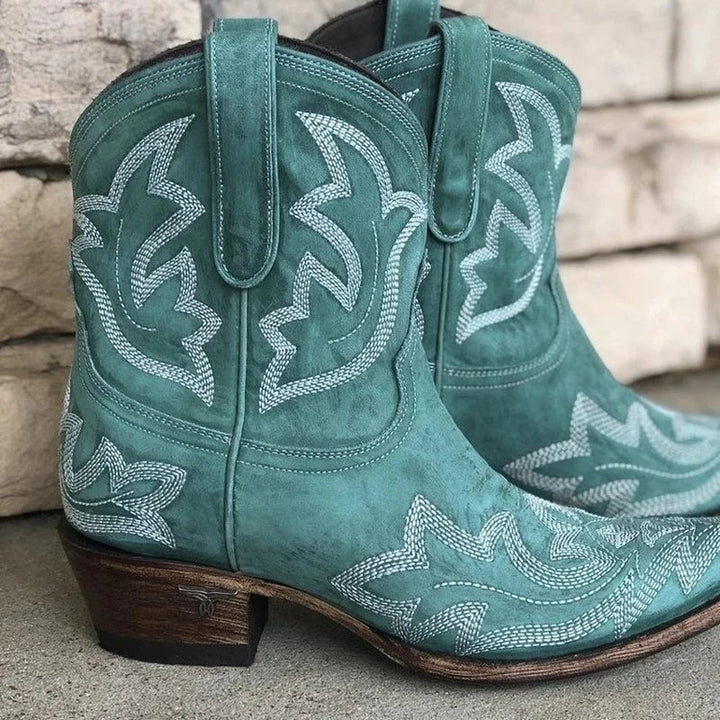 Women’s Embroidered Western Cowboy Ankle Boots