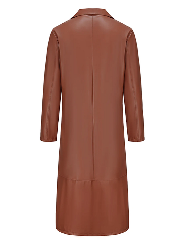 Men’s Faux Leather Longline Trench Coat