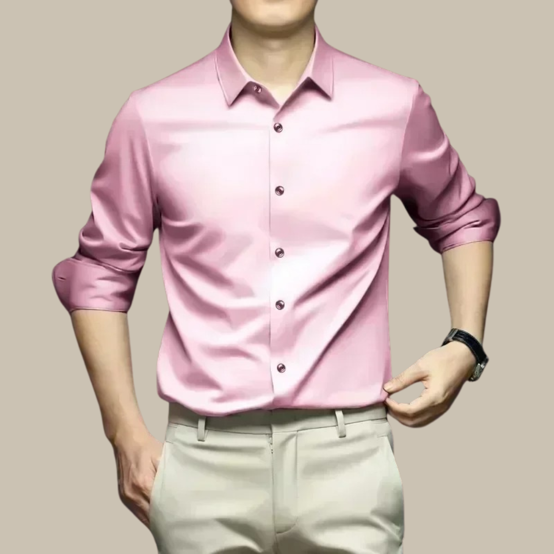 Men’s Slim Fit Satin Dress Shirt Long Sleeve