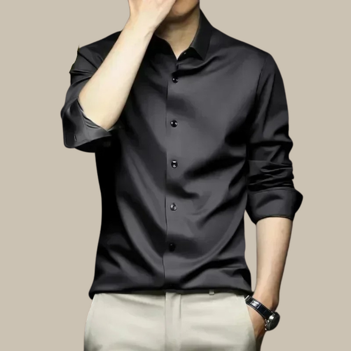 Men’s Slim Fit Satin Dress Shirt Long Sleeve