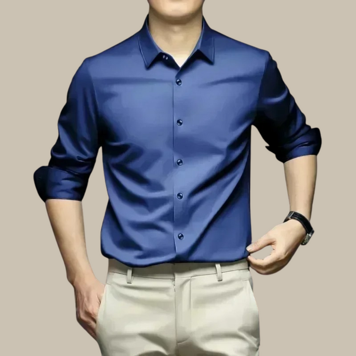 Men’s Slim Fit Satin Dress Shirt Long Sleeve