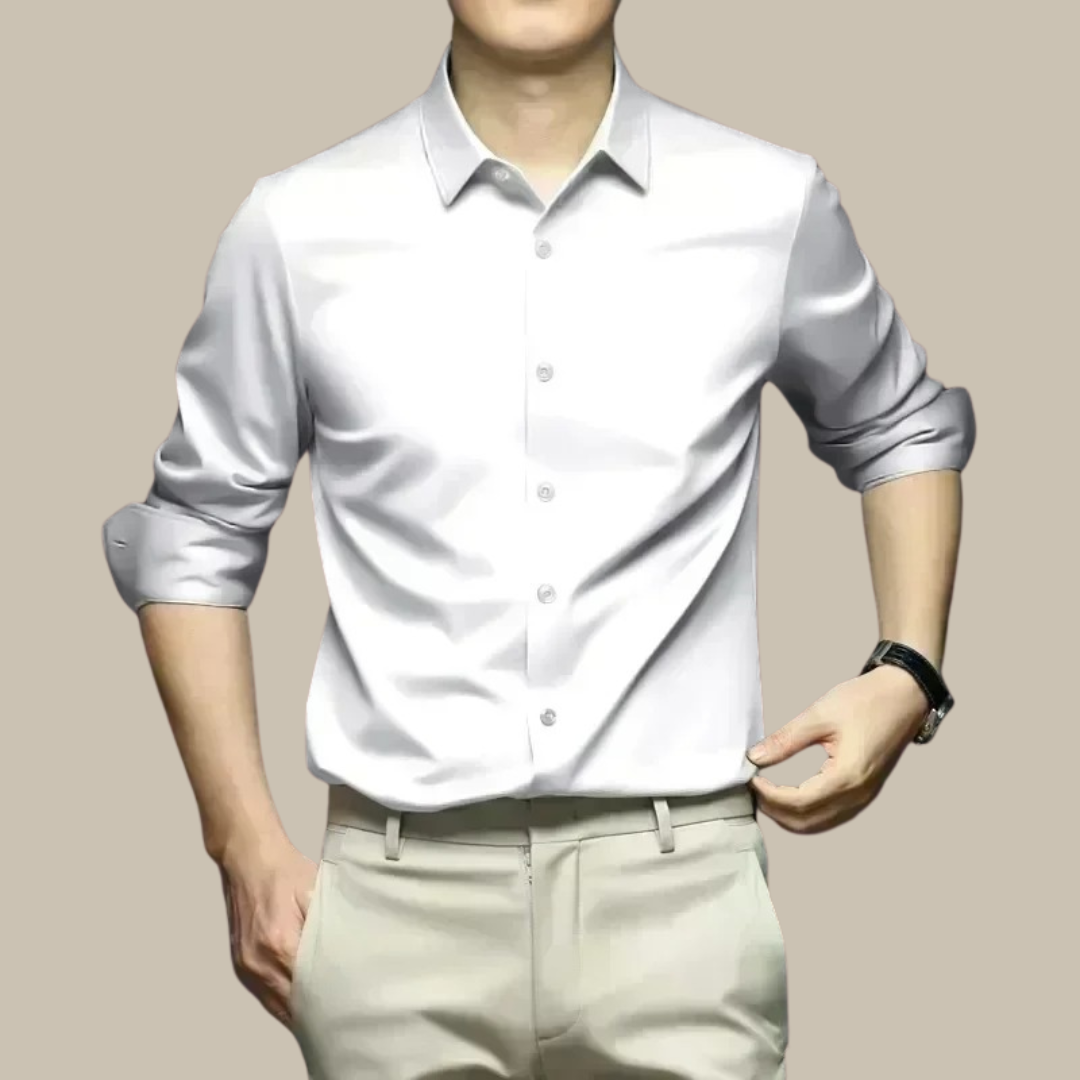 Men’s Slim Fit Satin Dress Shirt Long Sleeve
